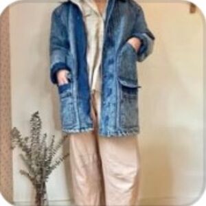 Vintage sherpa lined jean chore coat